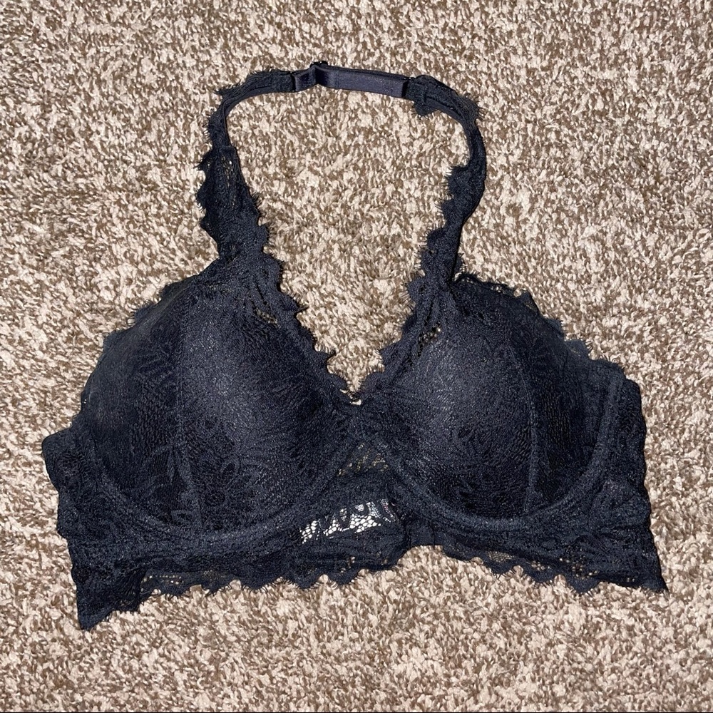 VS Pink black Lace Underwire halter Bralette